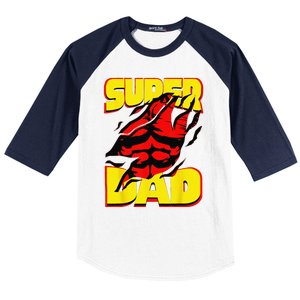 Funny Fatherss Day Dads Birthday Super Dad Hero For Dad Baseball Sleeve Shirt