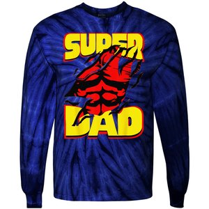 Funny Fatherss Day Dads Birthday Super Dad Hero For Dad Tie-Dye Long Sleeve Shirt