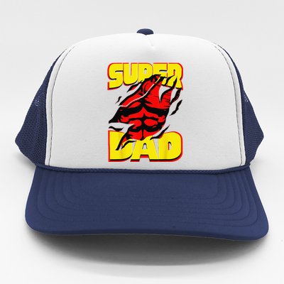 Funny Fatherss Day Dads Birthday Super Dad Hero For Dad Trucker Hat