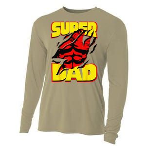 Funny Fatherss Day Dads Birthday Super Dad Hero For Dad Cooling Performance Long Sleeve Crew