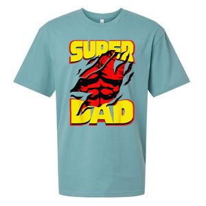 Funny Fatherss Day Dads Birthday Super Dad Hero For Dad Sueded Cloud Jersey T-Shirt