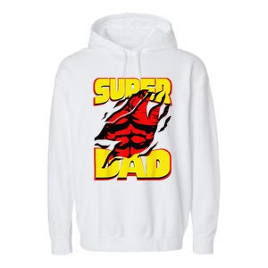 Funny Fatherss Day Dads Birthday Super Dad Hero For Dad Garment-Dyed Fleece Hoodie