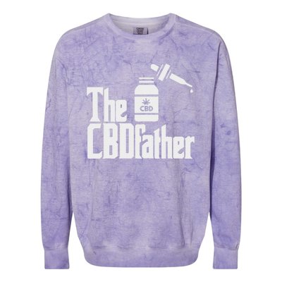 Funny Fathers Day The CBDfather CBD Hemp Oil Dad Gift Colorblast Crewneck Sweatshirt