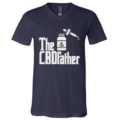 Funny Fathers Day The CBDfather CBD Hemp Oil Dad Gift V-Neck T-Shirt