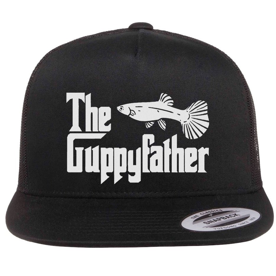 Funny Fathers Day The Guppy Father Fish Aquarium Pet Dad Flat Bill Trucker Hat