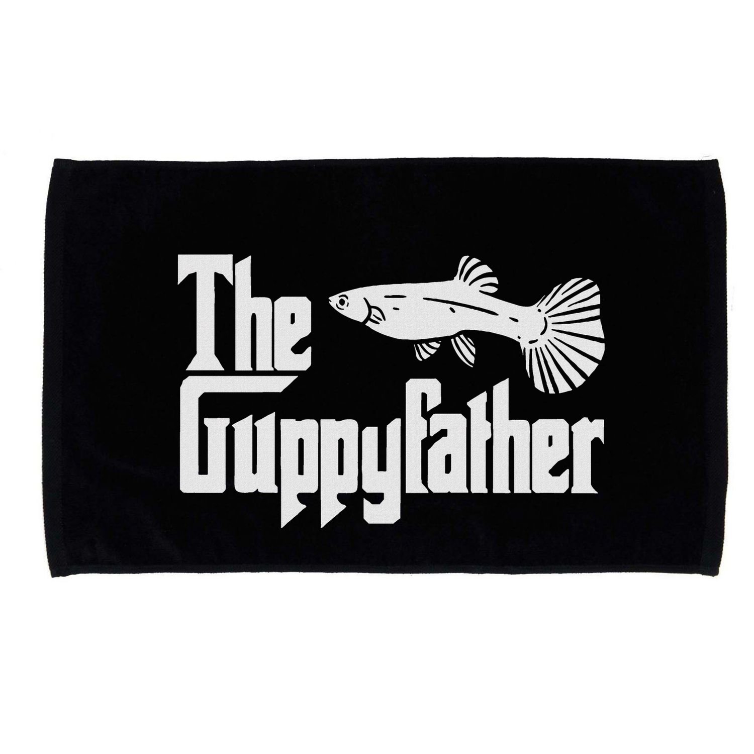 Funny Fathers Day The Guppy Father Fish Aquarium Pet Dad Microfiber Hand Towel