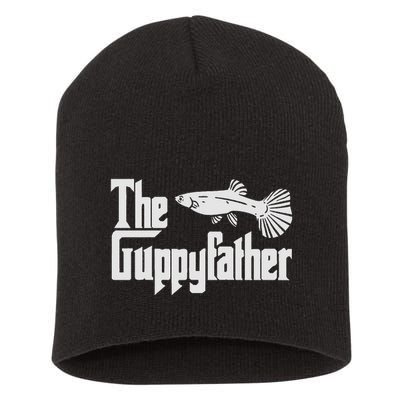 Funny Fathers Day The Guppy Father Fish Aquarium Pet Dad Short Acrylic Beanie
