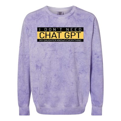 Funny Father's Day Nerd Gift From Daughter To Dad Chat GPT Colorblast Crewneck Sweatshirt