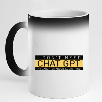 Funny Father's Day Nerd Gift From Daughter To Dad Chat GPT 11oz Black Color Changing Mug