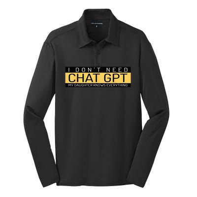 Funny Father's Day Nerd Gift From Daughter To Dad Chat GPT Silk Touch Performance Long Sleeve Polo