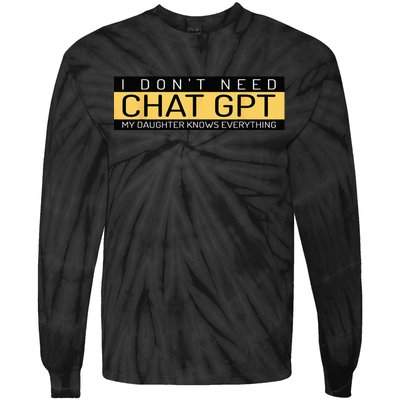 Funny Father's Day Nerd Gift From Daughter To Dad Chat GPT Tie-Dye Long Sleeve Shirt