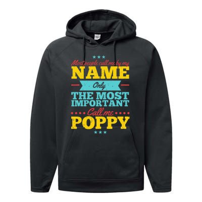 Funny Fathers Day For Poppy Men From Daughter & Son Performance Fleece Hoodie