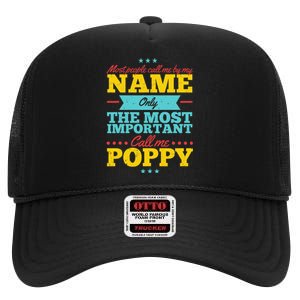 Funny Fathers Day For Poppy Men From Daughter & Son High Crown Mesh Back Trucker Hat