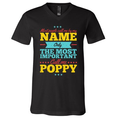 Funny Fathers Day For Poppy Men From Daughter & Son V-Neck T-Shirt