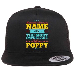 Funny Fathers Day For Poppy Men From Daughter & Son Flat Bill Trucker Hat