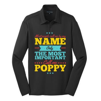 Funny Fathers Day For Poppy Men From Daughter & Son Silk Touch Performance Long Sleeve Polo