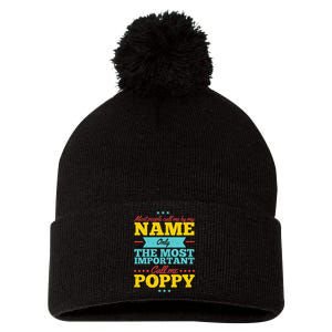 Funny Fathers Day For Poppy Men From Daughter & Son Pom Pom 12in Knit Beanie