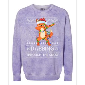 Funny Fox Dabbing Through The Snow Ugly Fox Christmas Gift Colorblast Crewneck Sweatshirt