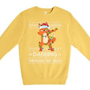 Funny Fox Dabbing Through The Snow Ugly Fox Christmas Gift Premium Crewneck Sweatshirt