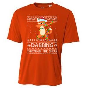 Funny Fox Dabbing Through The Snow Ugly Fox Christmas Gift Cooling Performance Crew T-Shirt