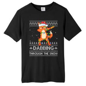 Funny Fox Dabbing Through The Snow Ugly Fox Christmas Gift Tall Fusion ChromaSoft Performance T-Shirt