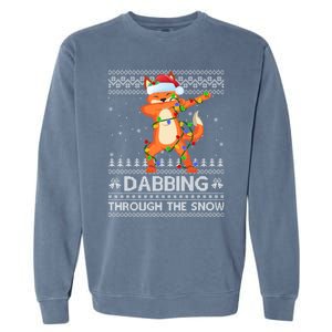 Funny Fox Dabbing Through The Snow Ugly Fox Christmas Gift Garment-Dyed Sweatshirt