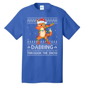 Funny Fox Dabbing Through The Snow Ugly Fox Christmas Gift Tall T-Shirt