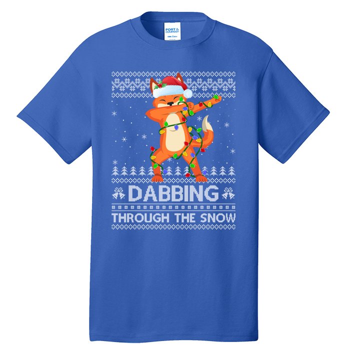 Funny Fox Dabbing Through The Snow Ugly Fox Christmas Gift Tall T-Shirt