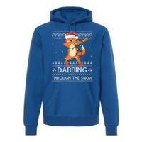 Funny Fox Dabbing Through The Snow Ugly Fox Christmas Gift Premium Hoodie