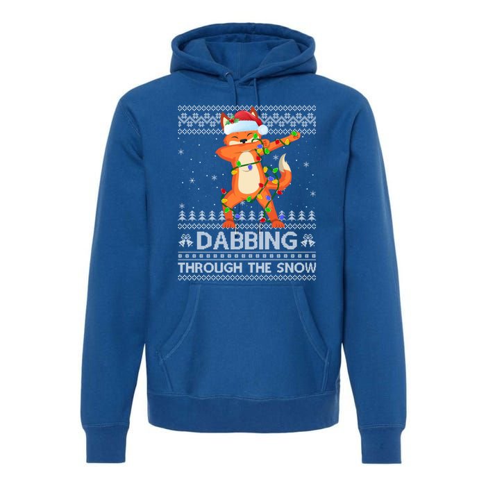 Funny Fox Dabbing Through The Snow Ugly Fox Christmas Gift Premium Hoodie