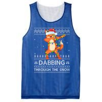 Funny Fox Dabbing Through The Snow Ugly Fox Christmas Gift Mesh Reversible Basketball Jersey Tank