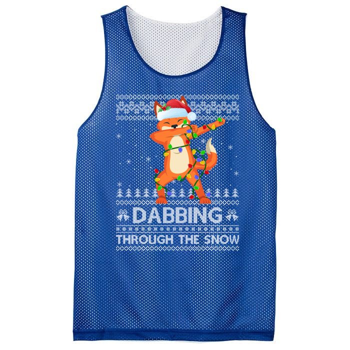 Funny Fox Dabbing Through The Snow Ugly Fox Christmas Gift Mesh Reversible Basketball Jersey Tank