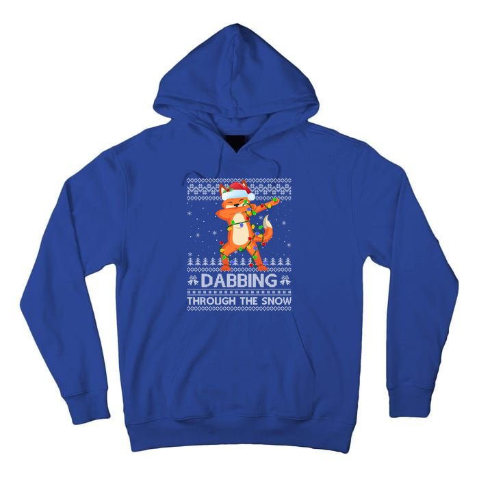 Funny Fox Dabbing Through The Snow Ugly Fox Christmas Gift Tall Hoodie