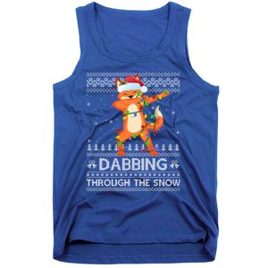 Funny Fox Dabbing Through The Snow Ugly Fox Christmas Gift Tank Top