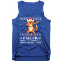 Funny Fox Dabbing Through The Snow Ugly Fox Christmas Gift Tank Top