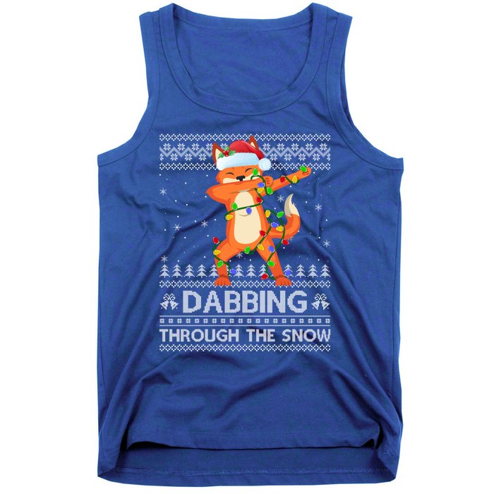 Funny Fox Dabbing Through The Snow Ugly Fox Christmas Gift Tank Top