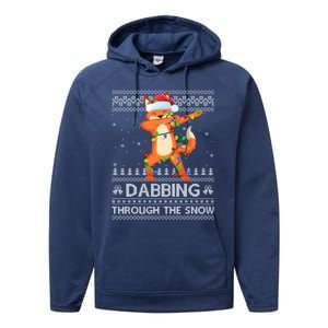 Funny Fox Dabbing Through The Snow Ugly Fox Christmas Gift Performance Fleece Hoodie