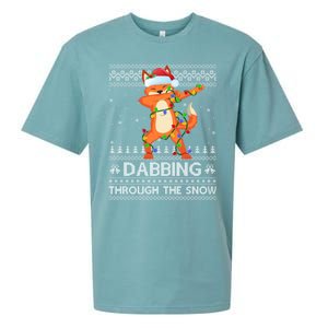 Funny Fox Dabbing Through The Snow Ugly Fox Christmas Gift Sueded Cloud Jersey T-Shirt