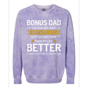 Funny Fathers Day Bonus Dad Gifts From Daughter Son Wife Colorblast Crewneck Sweatshirt