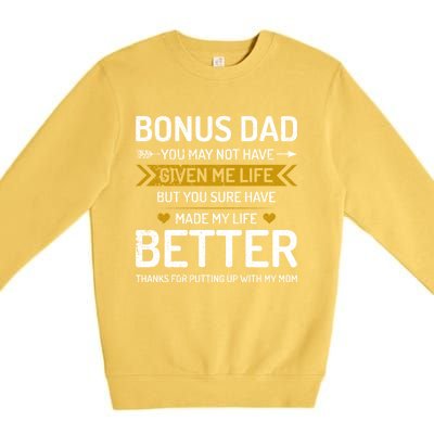 Funny Fathers Day Bonus Dad Gifts From Daughter Son Wife Premium Crewneck Sweatshirt