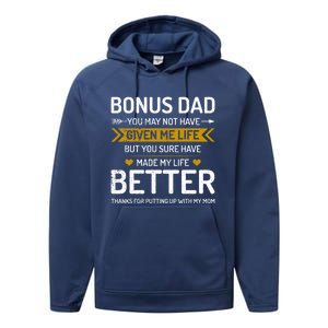 Funny Fathers Day Bonus Dad Gifts From Daughter Son Wife Performance Fleece Hoodie