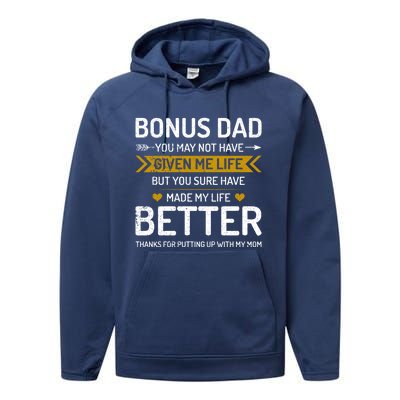 Funny Fathers Day Bonus Dad Gifts From Daughter Son Wife Performance Fleece Hoodie