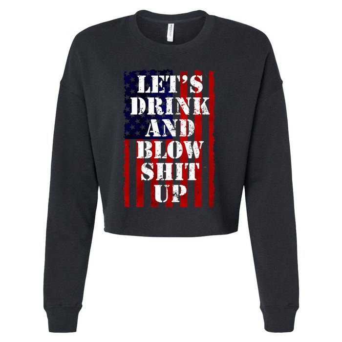 Funny Fireworks Day Drinking Cropped Pullover Crew