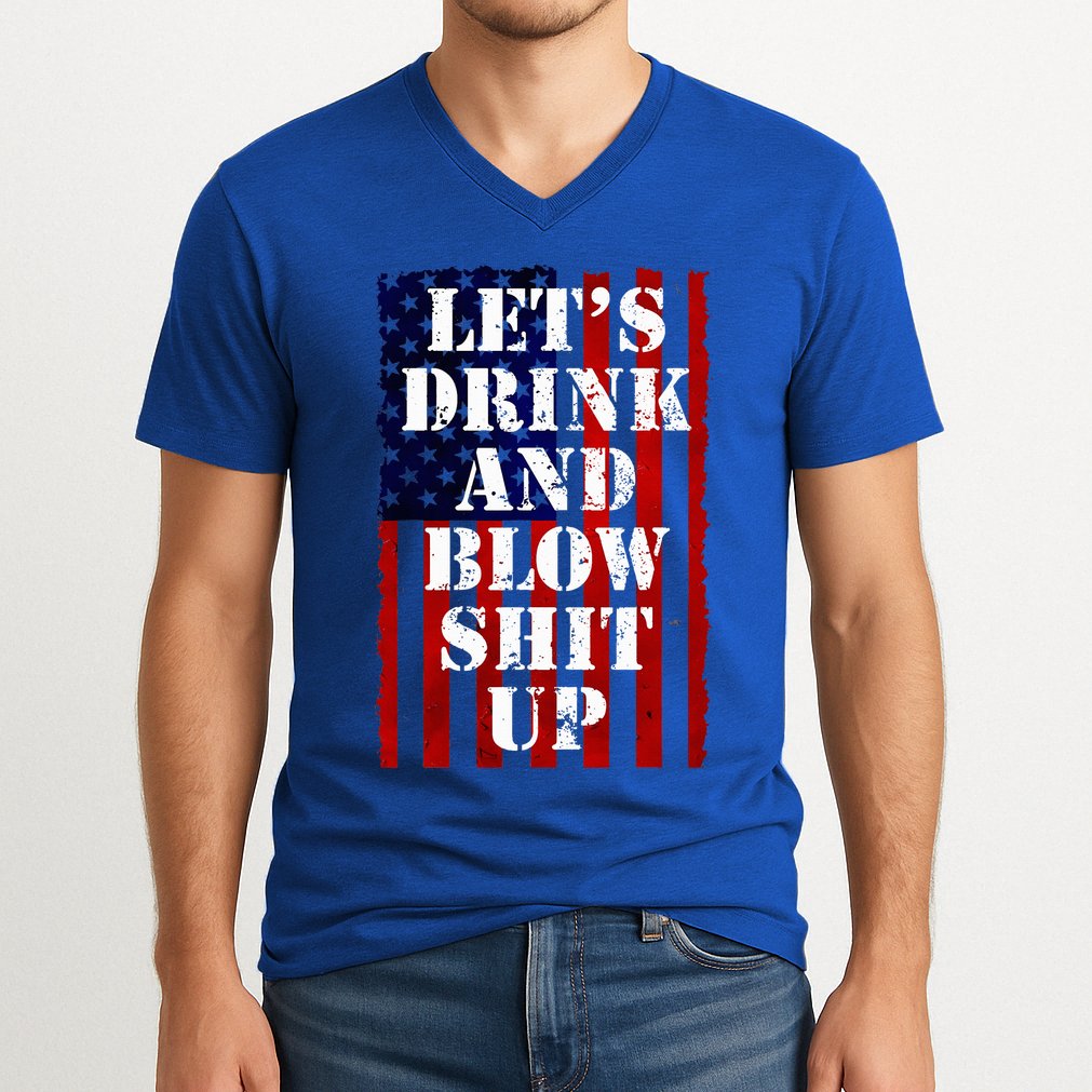 Funny Fireworks Day Drinking V-Neck T-Shirt