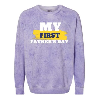 First Fathers Day Tee First Time Dad Father Gift Colorblast Crewneck Sweatshirt