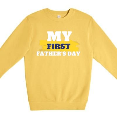 First Fathers Day Tee First Time Dad Father Gift Premium Crewneck Sweatshirt