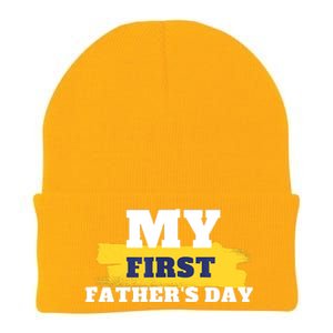 First Fathers Day Tee First Time Dad Father Gift Knit Cap Winter Beanie