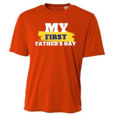 First Fathers Day Tee First Time Dad Father Gift Cooling Performance Crew T-Shirt