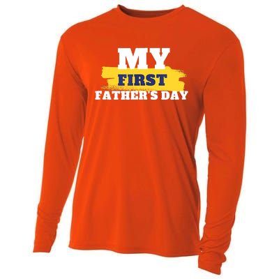 First Fathers Day Tee First Time Dad Father Gift Cooling Performance Long Sleeve Crew