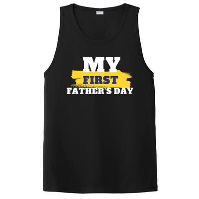 First Fathers Day Tee First Time Dad Father Gift PosiCharge Competitor Tank